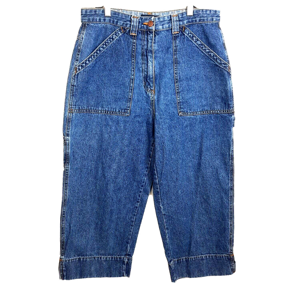 Vintage Y2K Bill Blass Capri Barrel Leg Carpenter Jeans Size 10 Blue Gorpcore